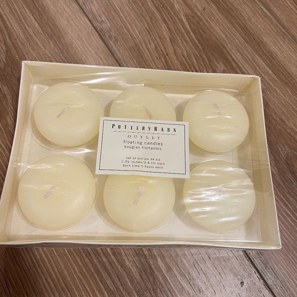 Brand New Box of 6 Pottery Barn Floating Candles